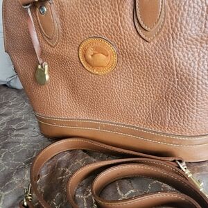 Dooney & Bourke Pebble Leather Shoulder Bag in Cognac Brown